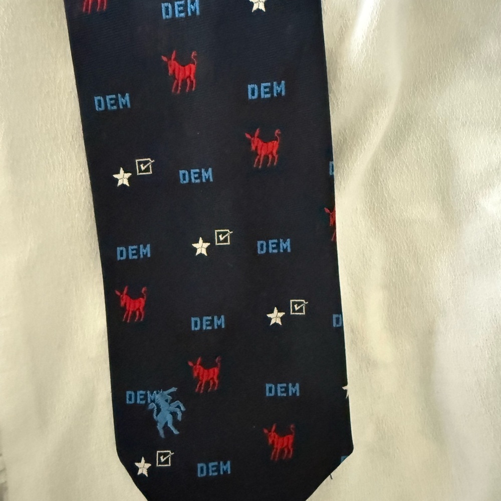 Orvis Blue and Red Patterned Tie with Democrat Motifs